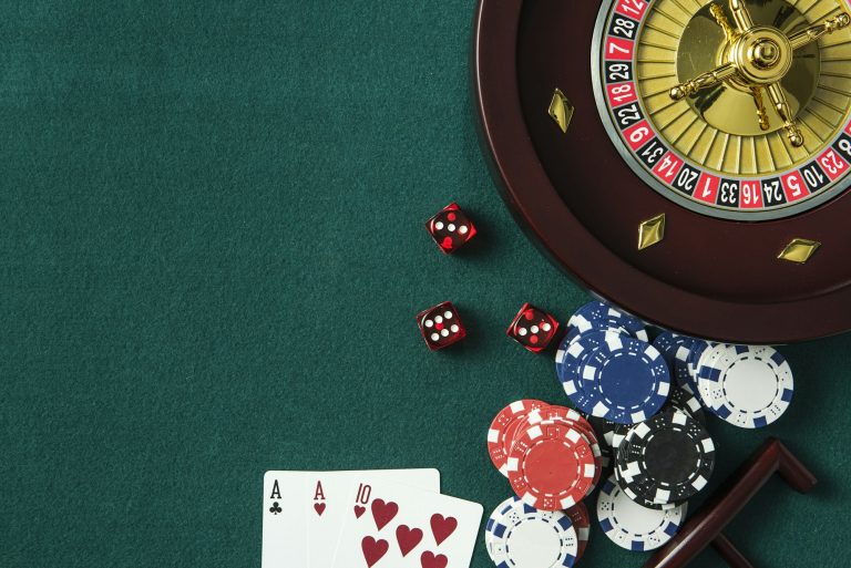 Roulette and Poker Related Items. Casino Background