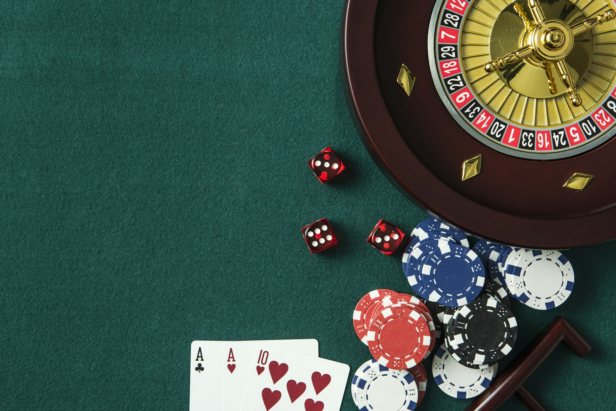 Roulette and Poker Related Items. Casino Background